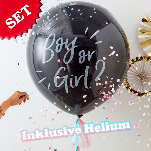 Ballongas-Set "Boy or Girl?" 20er Heliumgas + XXL Ballon