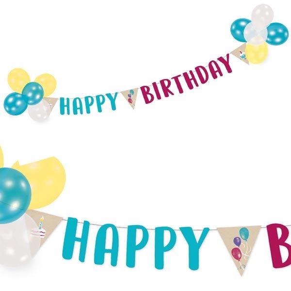 "My Happy Birthday" Dekoset Ballons + Buchstabenkette