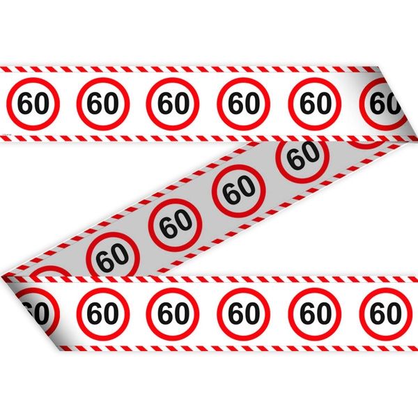 Absperrband "Verkehrsschild" zum 60. Geburtstag, 15 Meter lang