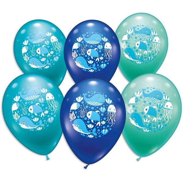 Unterwasser-Welt, Meerestiere, Ballons im 6er Pack