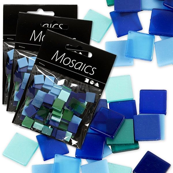 Großpack Mosaiks blau, 75g Packung, Mosaiksteine in hübschen Blautönen